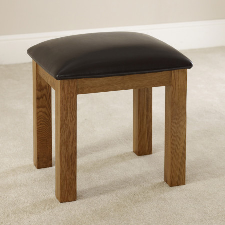 Rustic Oak : Ghế Đôn Gỗ Sồi - Mặt Nệm 